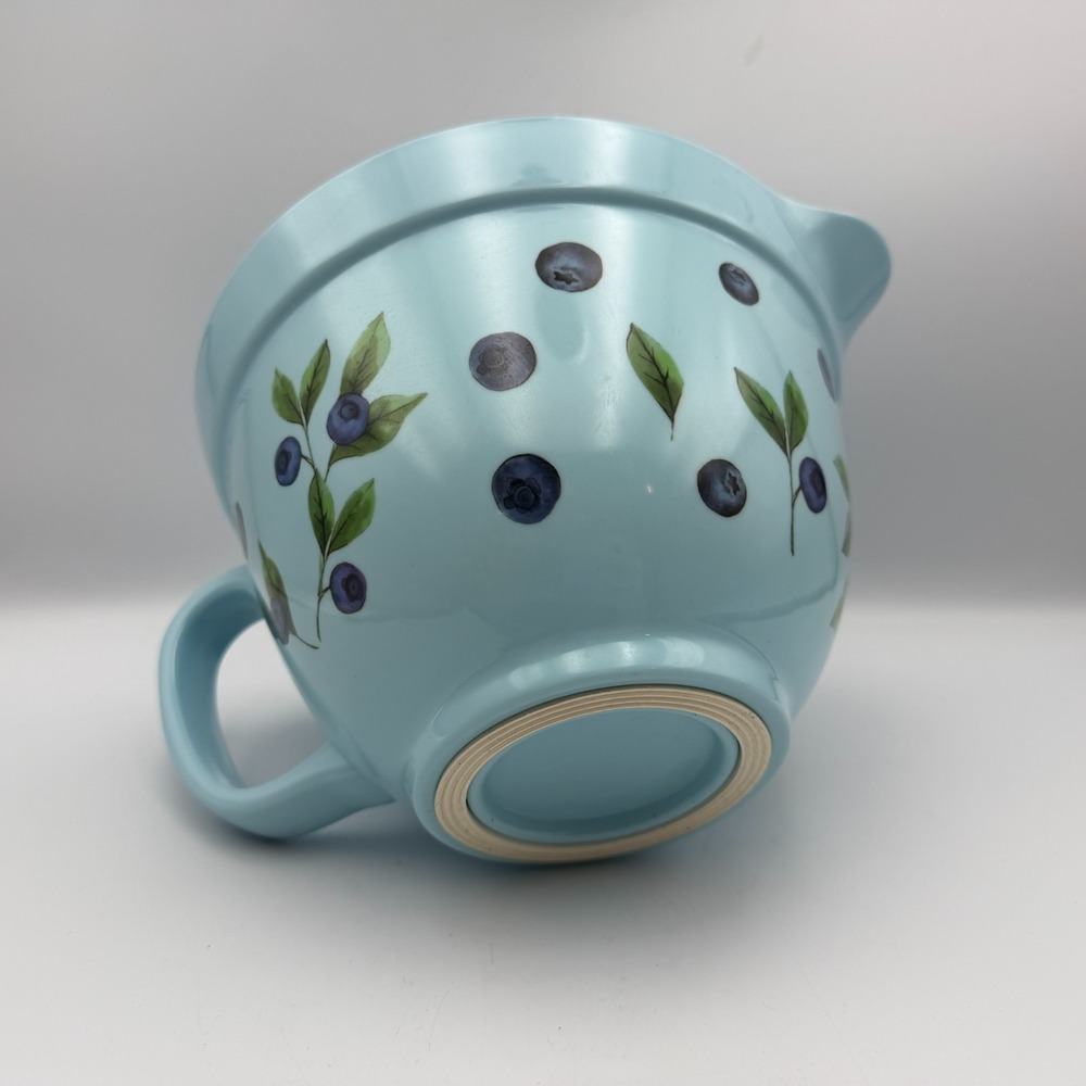 Pancake Batter Bowl Stonewall Kitchen Melamine Blue Blueberry Pour Spout Handle